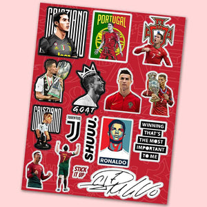 Cristiano Ronaldo Mini sticker sheet waterproof vinyl decal for laptop, bike, car & bottle