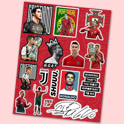 Cristiano Ronaldo Mini sticker sheet waterproof vinyl decal for laptop, bike, car & bottle