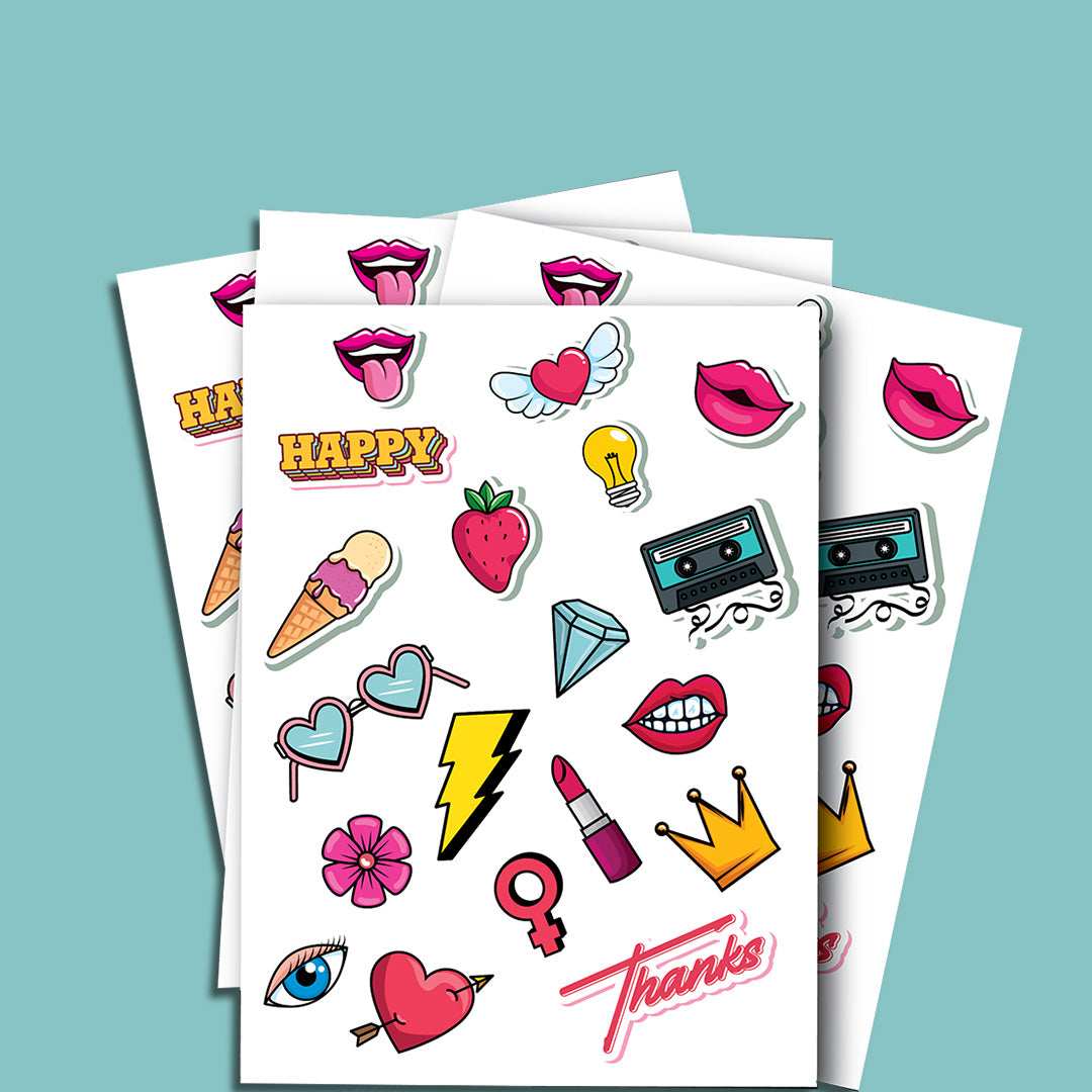 Custom Sticker Sheet waterproof vinyl decal for laptop, bike, car & bottle