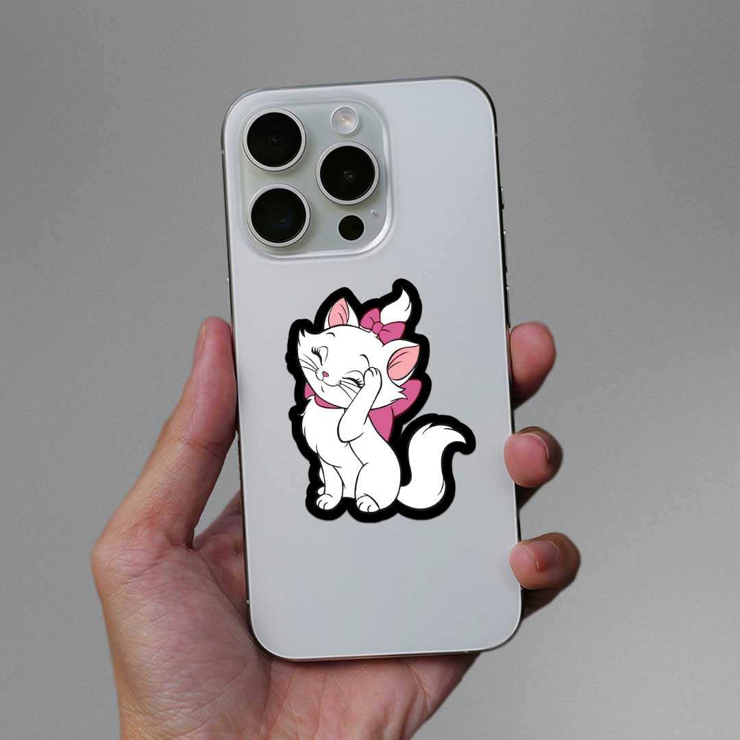 Cute Cat Sticker waterproof vinyl decal for laptop, bike, car & bottle