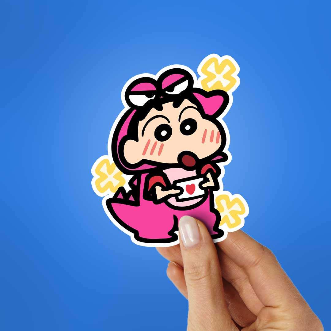 Cute Dino chan Sticker waterproof vinyl decal for laptop, bike, car & bottle