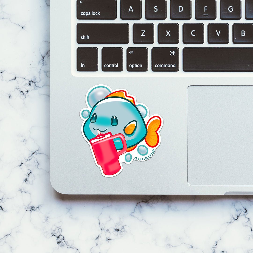 Cute Fish Sticker waterproof vinyl decal for laptop, bike, car & bottle