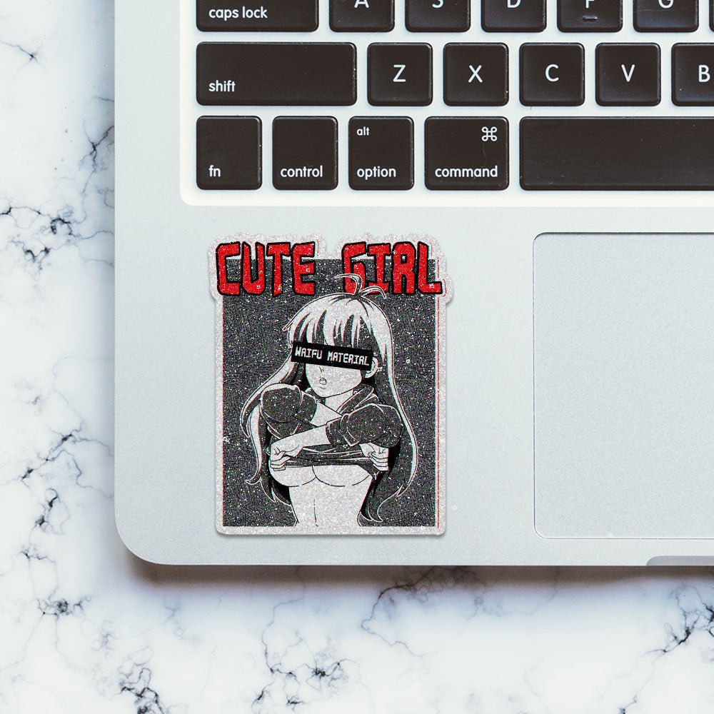 Cute Girl 0.4 Glitter Sticker waterproof vinyl decal for laptop, bike, car & bottle