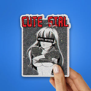 Cute Girl 0.4 Glitter Sticker waterproof vinyl decal for laptop, bike, car & bottle