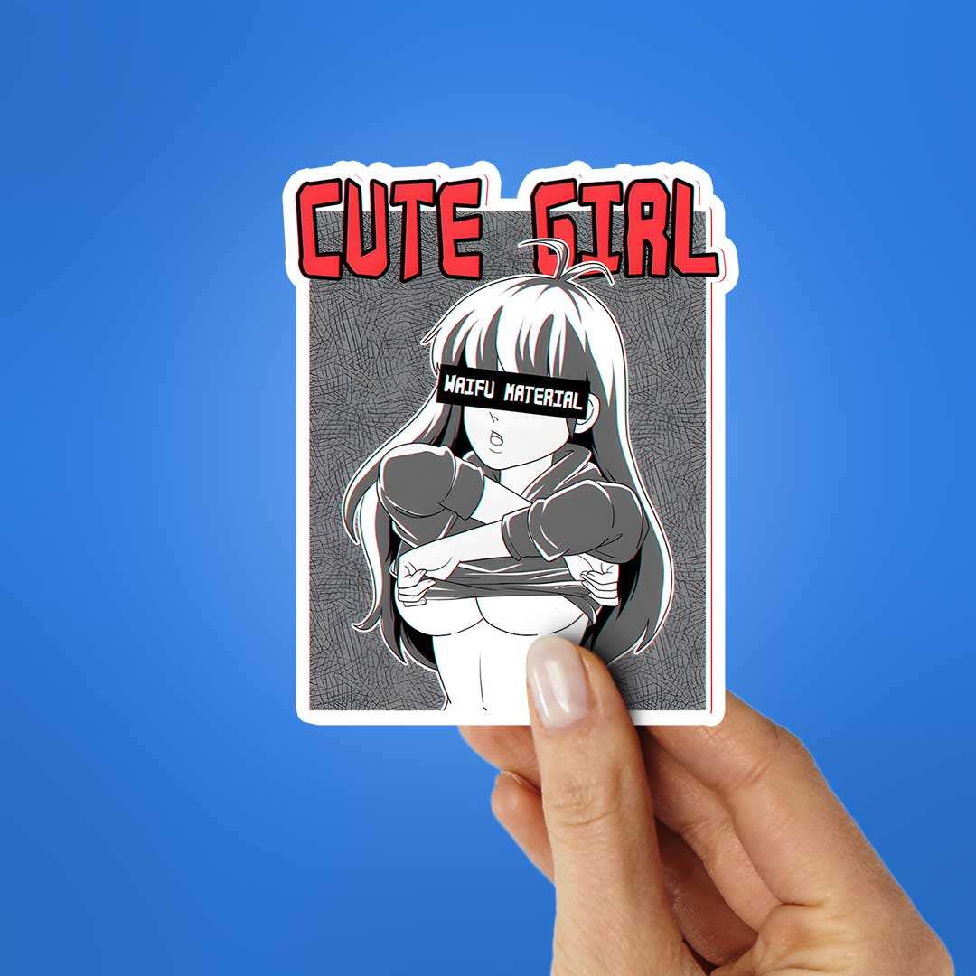 Cute Girl Sticker waterproof vinyl decal for laptop, bike, car & bottle