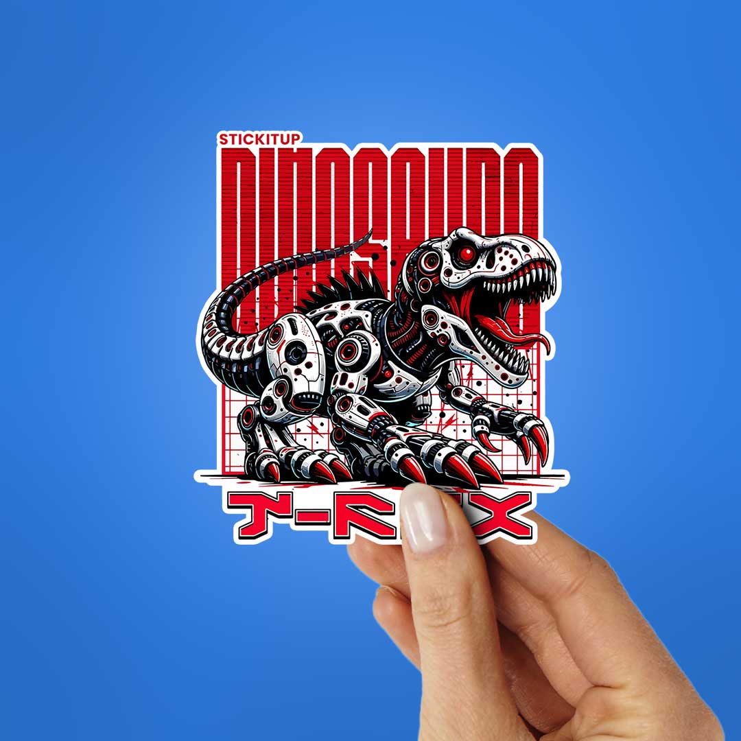 Cyborg T Rex Sticker waterproof vinyl decal for laptop, bike, car & bottle