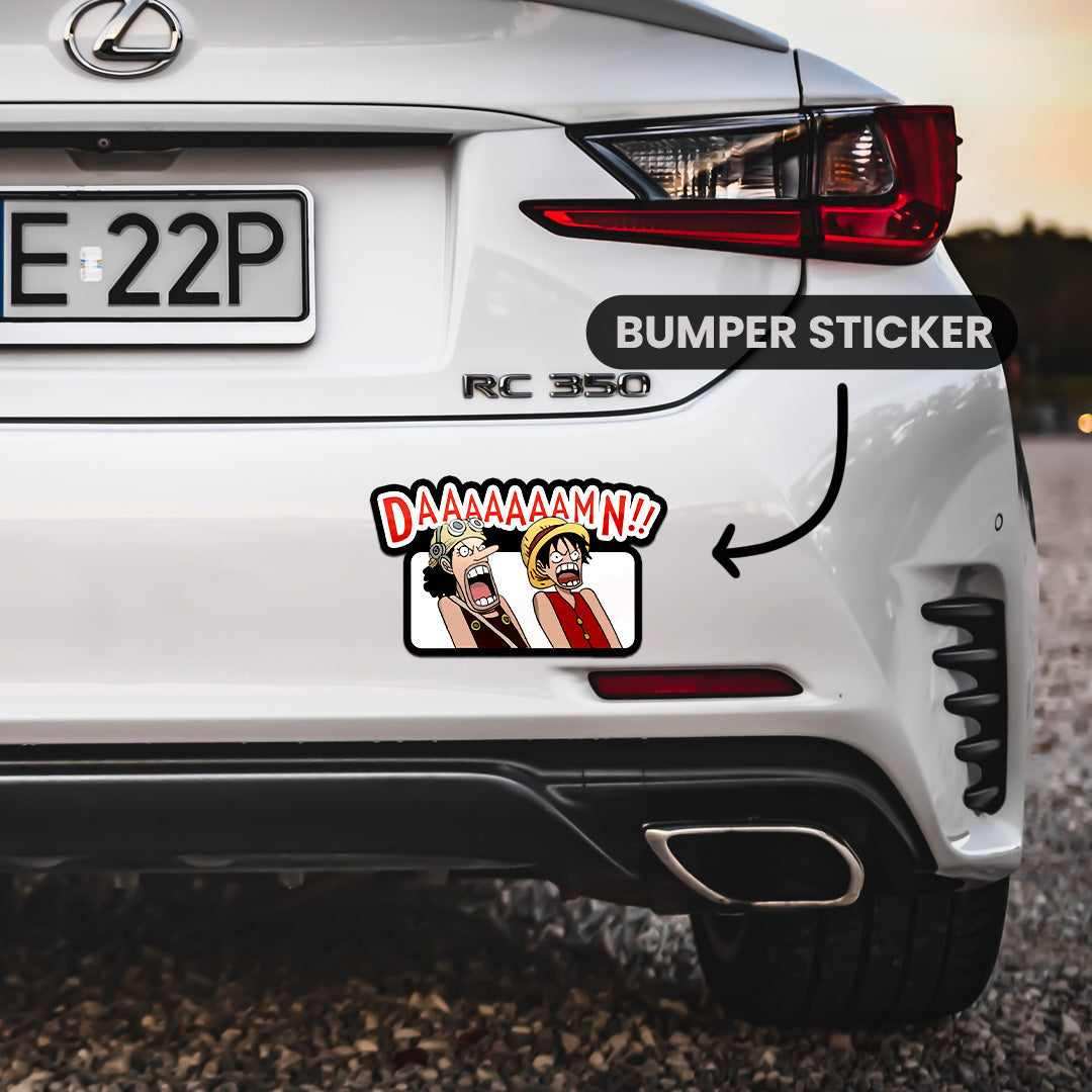 Daaaam Bumper Sticker waterproof vinyl decal for laptop, bike, car & bottle