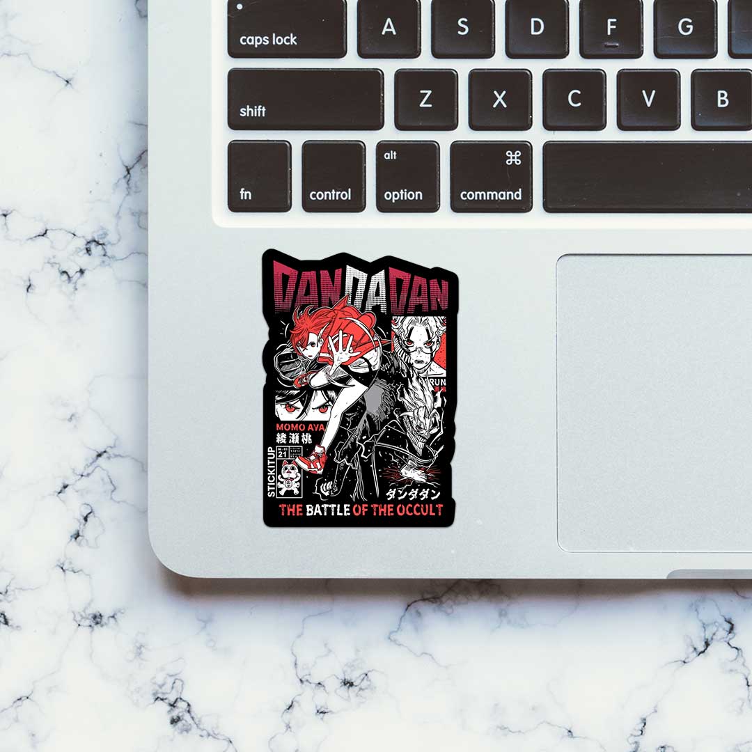 Dandadan The Battle Sticker waterproof vinyl decal for laptop, bike, car & bottle