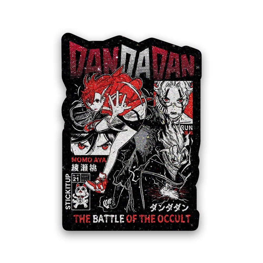 Dandadan The Battler Glitter Sticker waterproof vinyl decal for laptop, bike, car & bottle