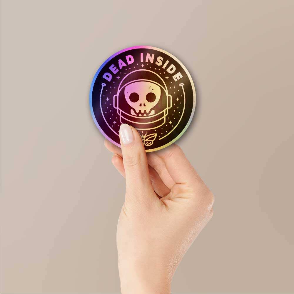 Dead Inside Holographic Sticker waterproof vinyl decal for laptop, bike, car & bottle