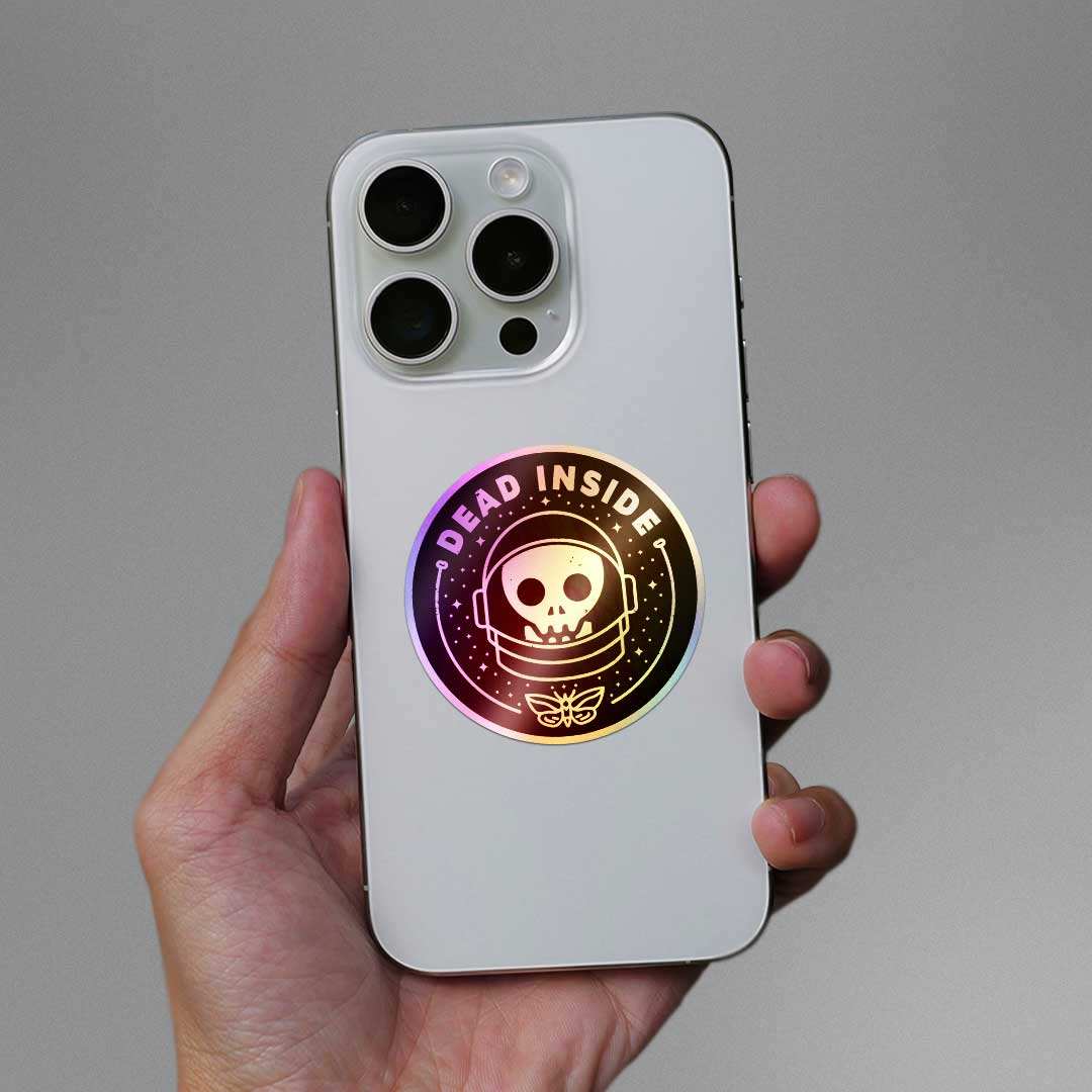 Dead Inside Holographic Sticker waterproof vinyl decal for laptop, bike, car & bottle