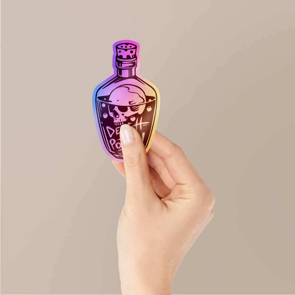Death Potion Holographic Stickers waterproof vinyl decal for laptop, bike, car & bottle