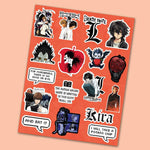 Deathnote Mini Sticker Sheet waterproof vinyl decal for laptop, bike, car & bottle