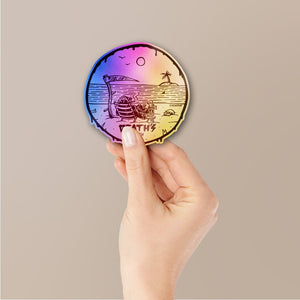 Deaths A Beach Holographic Stickers waterproof vinyl decal for laptop, bike, car & bottle