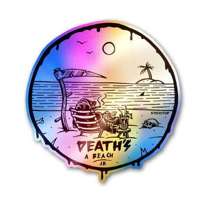 Deaths A Beach Holographic Stickers waterproof vinyl decal for laptop, bike, car & bottle