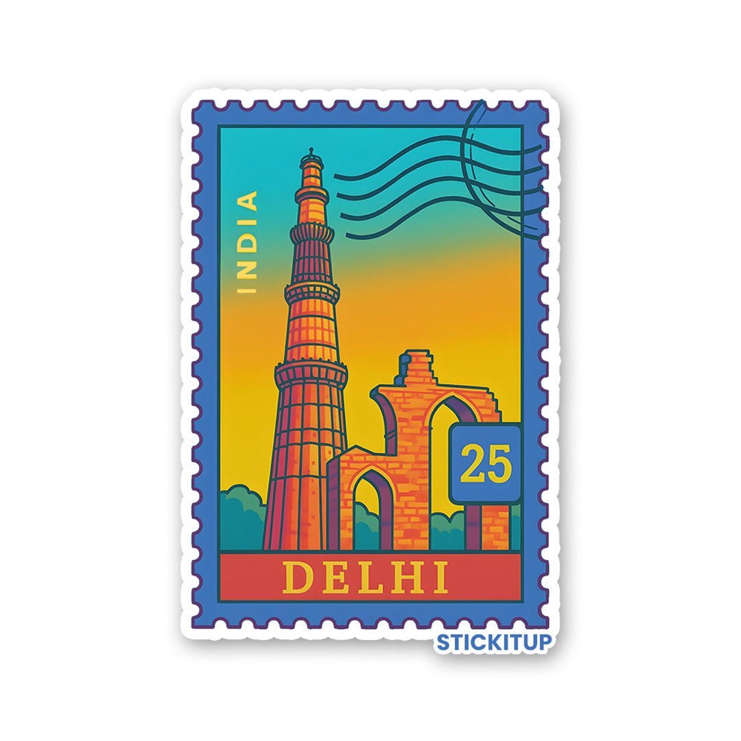 DELHI STAMP Sticker waterproof vinyl decal for laptop, bike, car & bottle