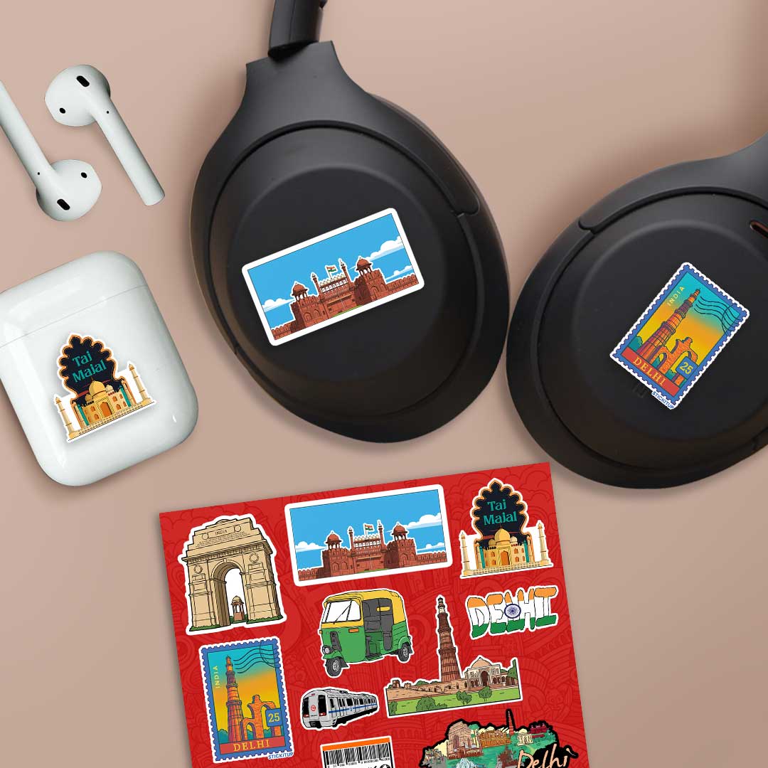 Delhi Sticker Sheet waterproof vinyl decal for laptop, bike, car & bottle
