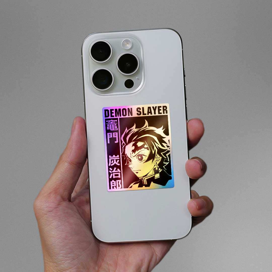 Demon Slayer Tanjro Holographic Sticker waterproof vinyl decal for laptop, bike, car & bottle