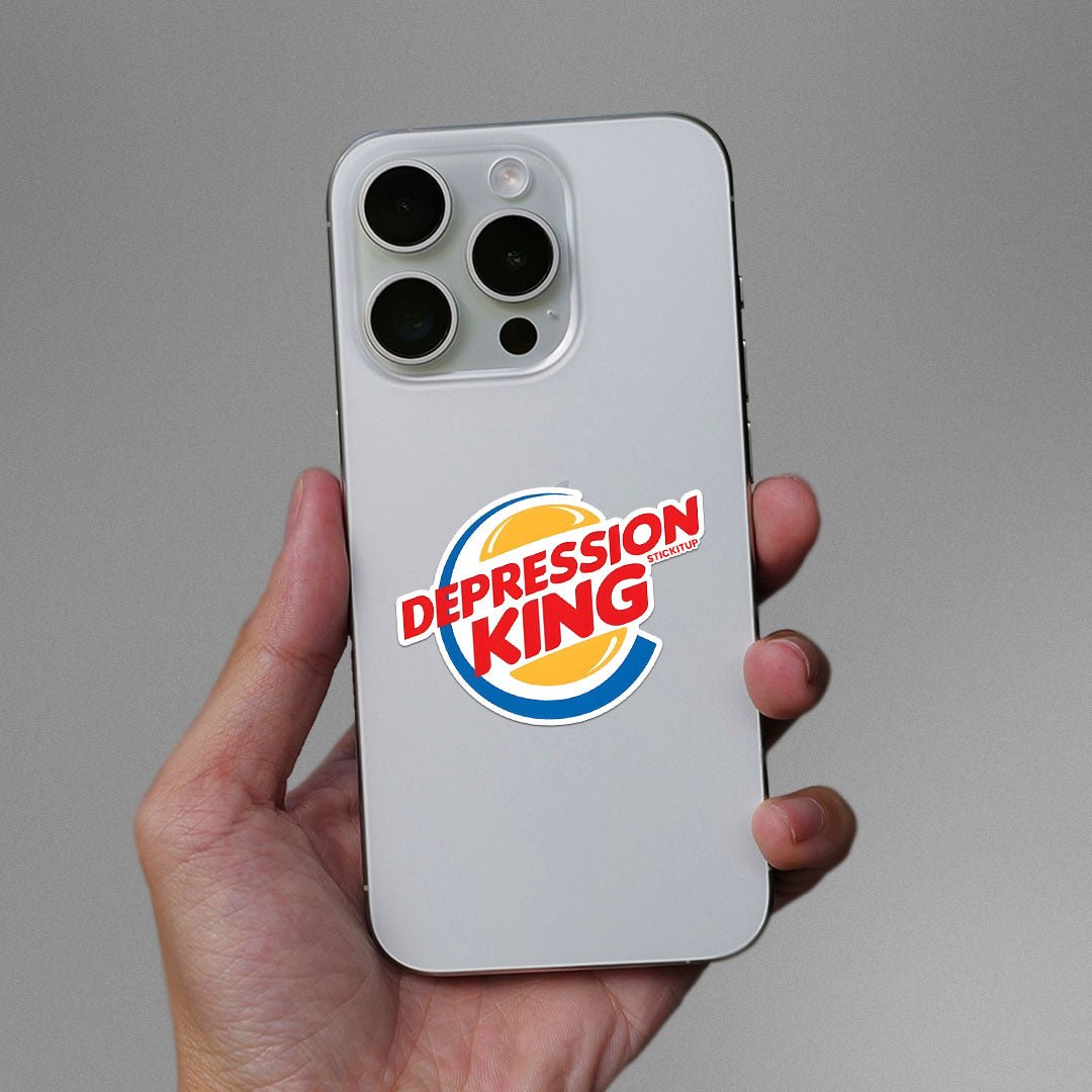 DEPRESSION KING Sticker waterproof vinyl decal for laptop, bike, car & bottle