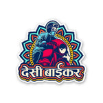 Desi Biker Sticker waterproof vinyl decal for laptop, bike, car & bottle