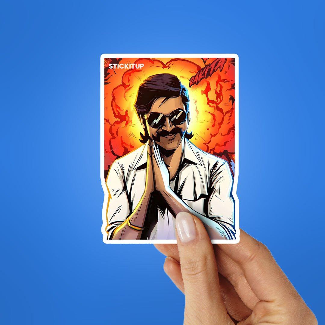 Dhanush Sticker waterproof vinyl decal for laptop, bike, car & bottle