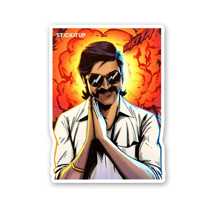 Dhanush Sticker waterproof vinyl decal for laptop, bike, car & bottle