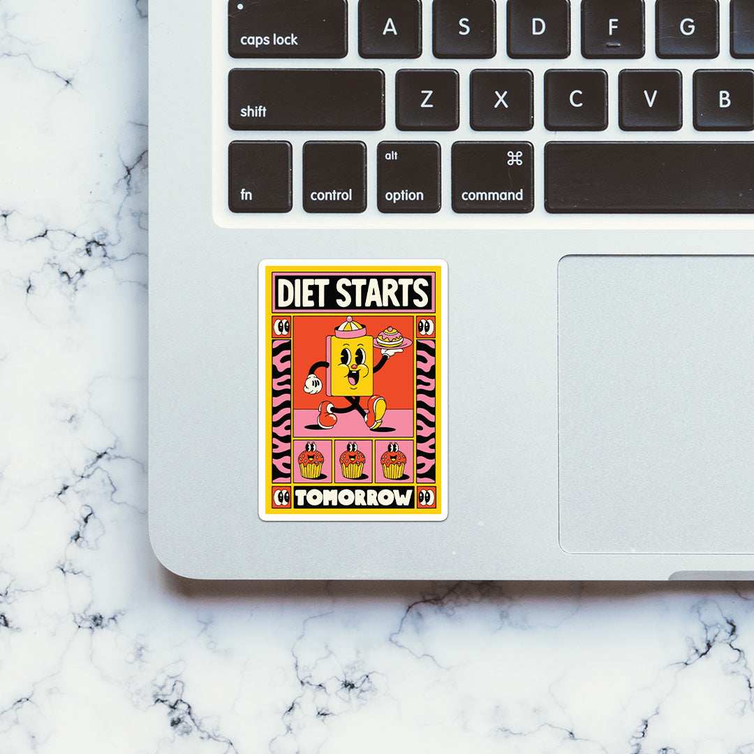 Diet Starts Tomorrow Sticker waterproof vinyl decal for laptop, bike, car & bottle