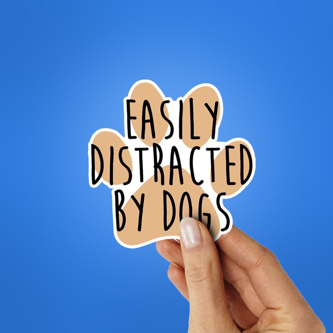 Distracted By Dog Sticker waterproof vinyl decal for laptop, bike, car & bottle