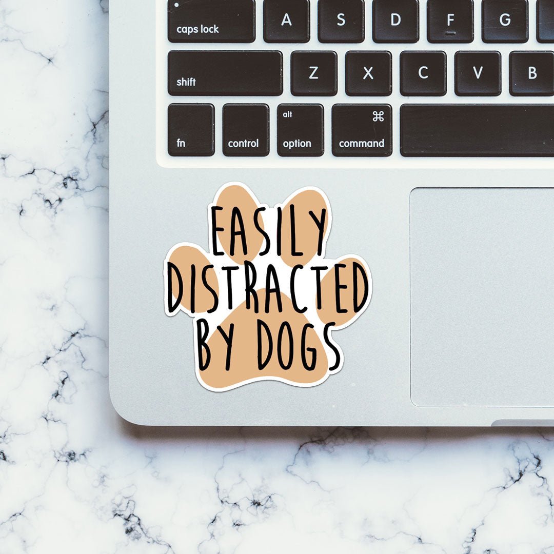 Distracted By Dog Sticker waterproof vinyl decal for laptop, bike, car & bottle