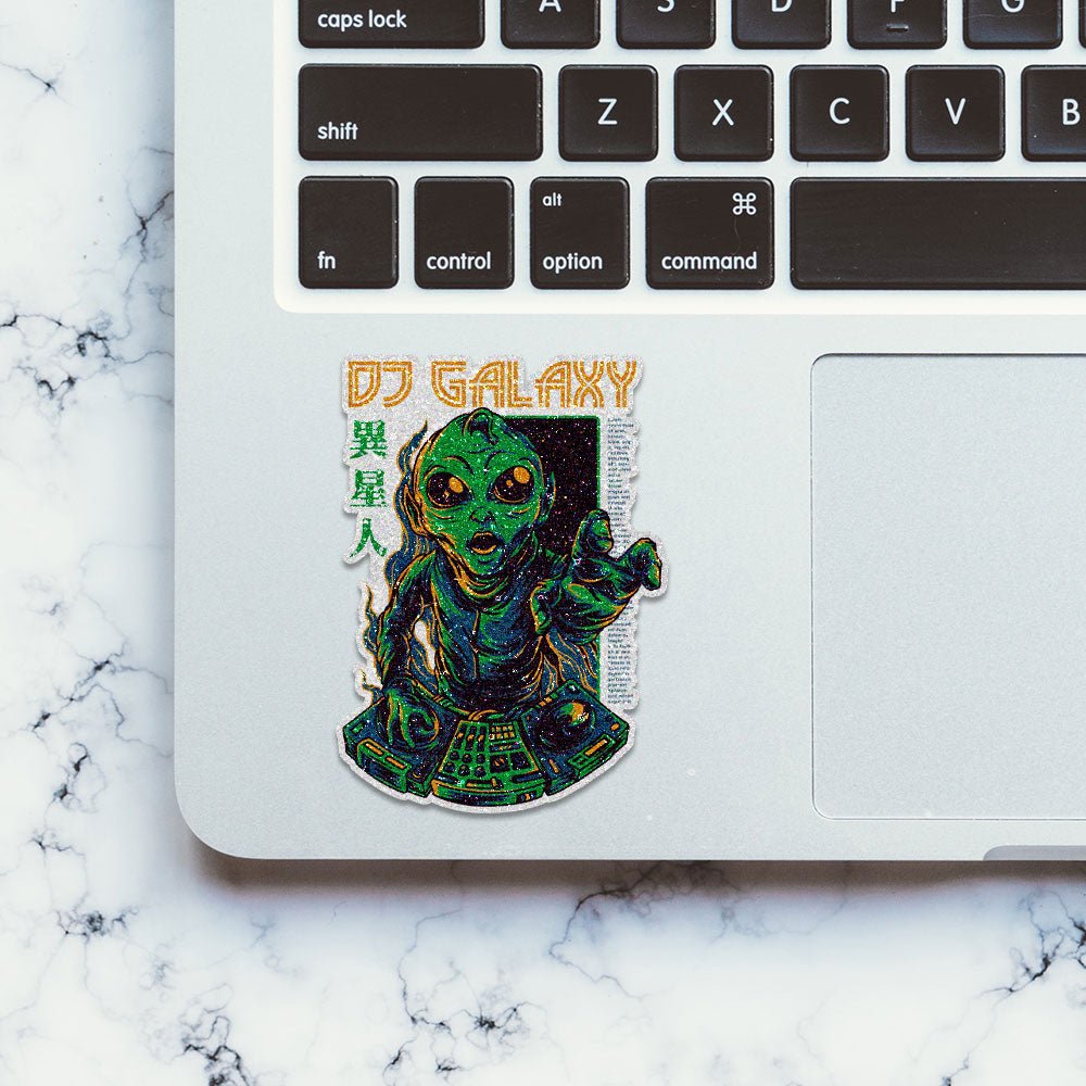 Dj Galaxy Glitter Sticker waterproof vinyl decal for laptop, bike, car & bottle