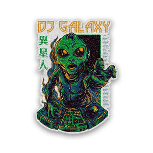 Dj Galaxy Glitter Sticker waterproof vinyl decal for laptop, bike, car & bottle