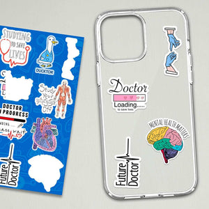 Docter mini sticker sheet waterproof vinyl decal for laptop, bike, car & bottle