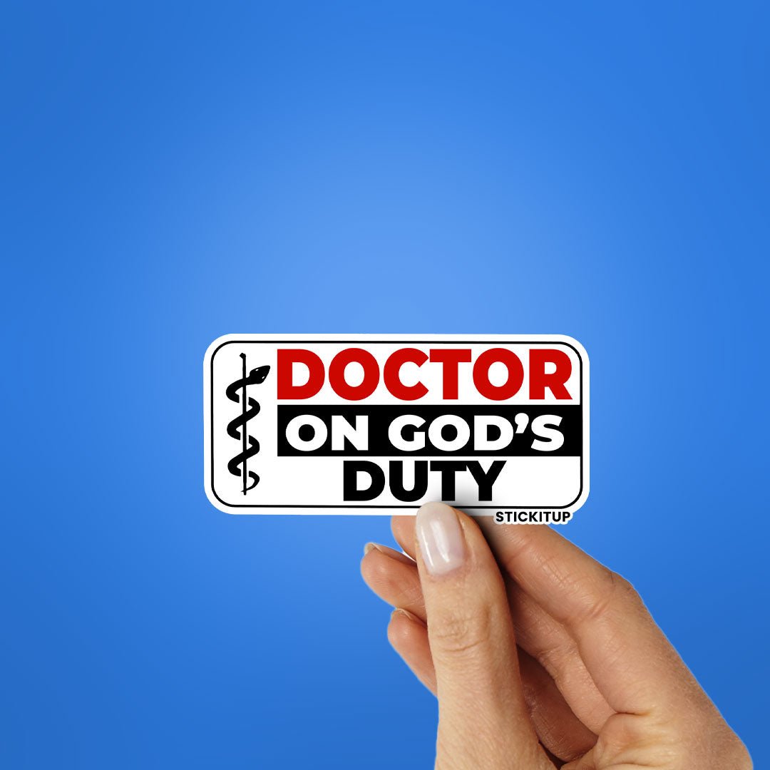 DOCTOR ON GODS DUITY Sticker waterproof vinyl decal for laptop, bike, car & bottle