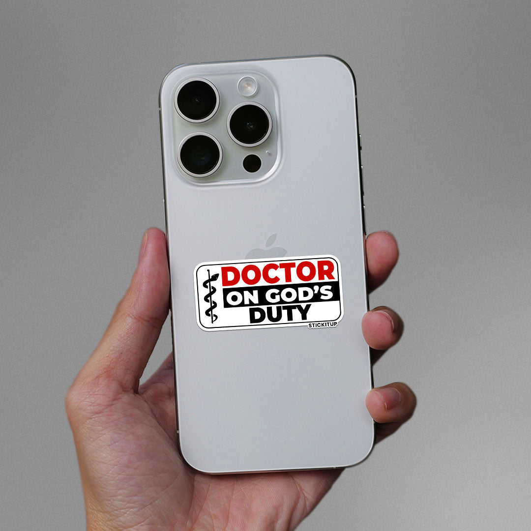 DOCTOR ON GODS DUITY Sticker waterproof vinyl decal for laptop, bike, car & bottle