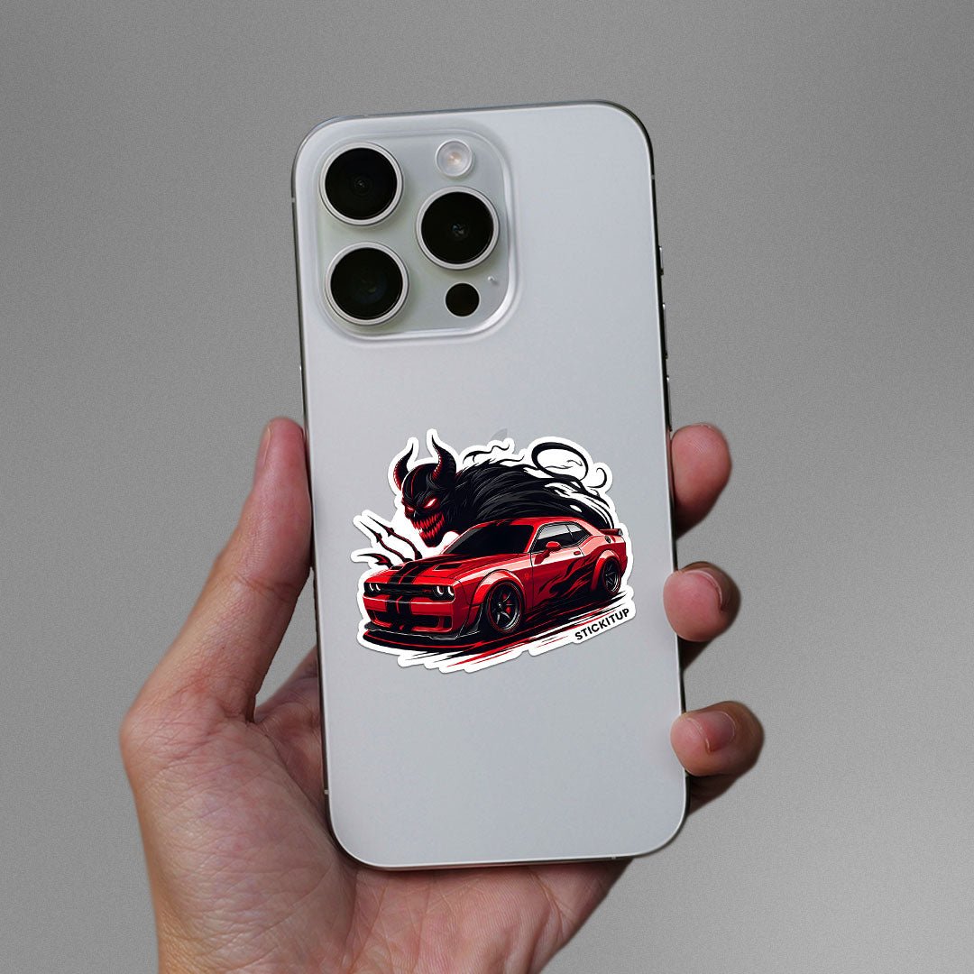 Dodge Demon Red Sticker waterproof vinyl decal for laptop, bike, car & bottle