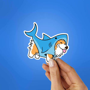 Dog Shark Sticker waterproof vinyl decal for laptop, bike, car & bottle