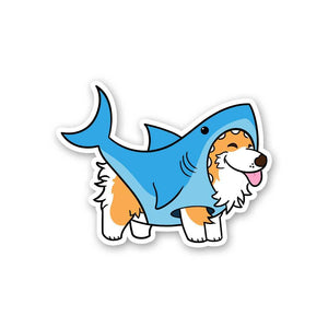 Dog Shark Sticker waterproof vinyl decal for laptop, bike, car & bottle