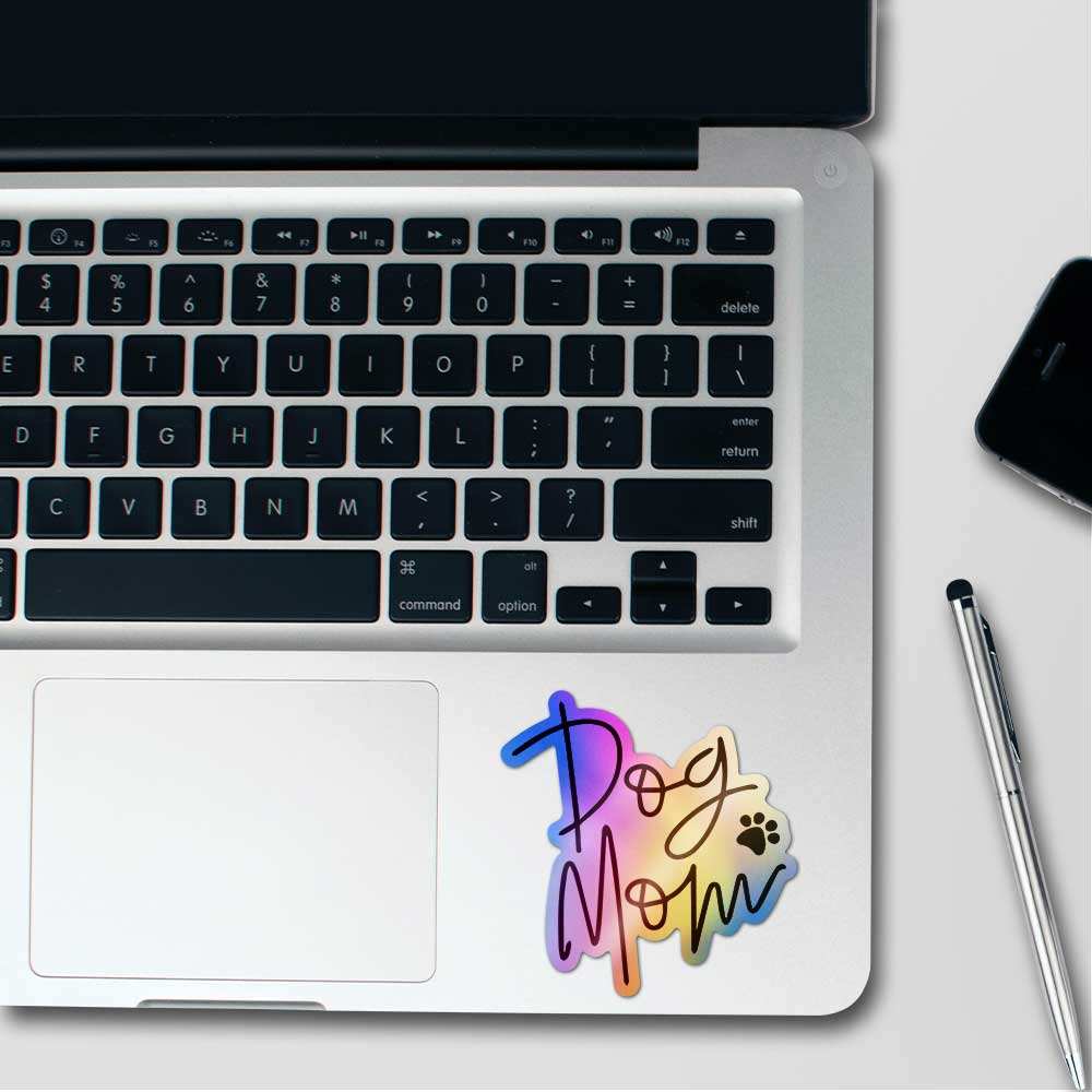 Dogs Mom Holographic Sticker waterproof vinyl decal for laptop, bike, car & bottle