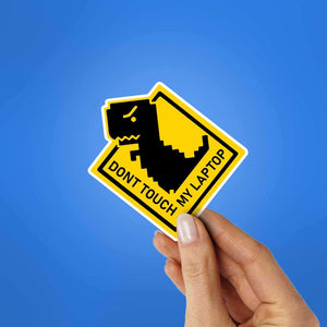 Dont Touch My Laptop Dino Sticker waterproof vinyl decal for laptop, bike, car & bottle