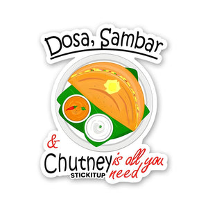 DOSA SAMBAR CHUTHEY Sticker waterproof vinyl decal for laptop, bike, car & bottle