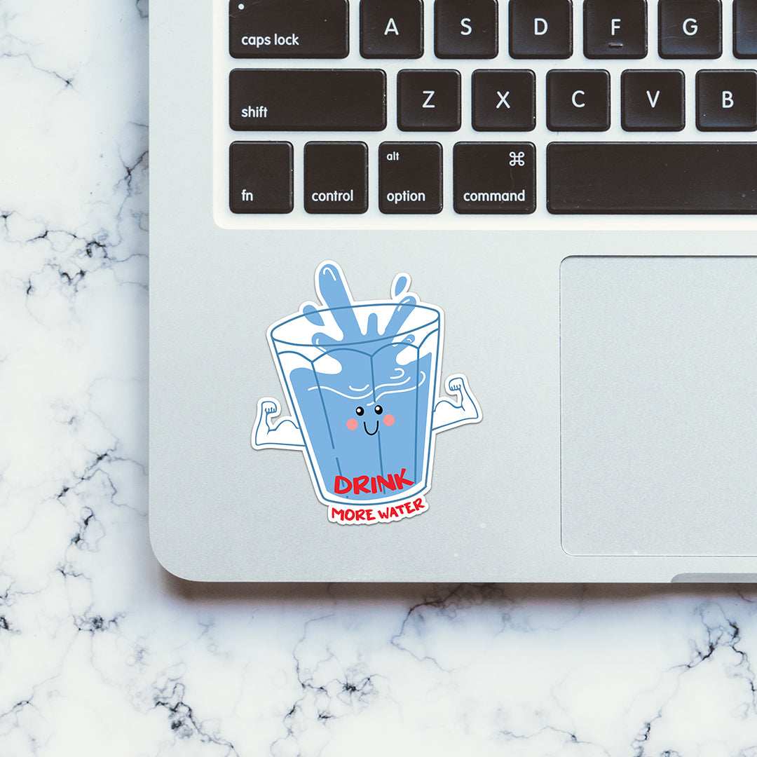 Drink More Water Sticker waterproof vinyl decal for laptop, bike, car & bottle