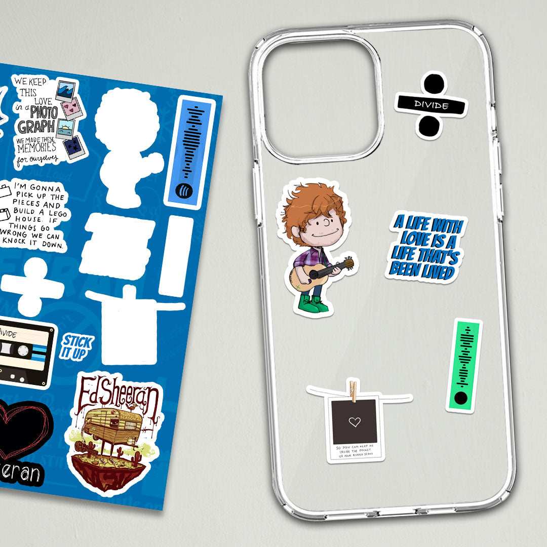 ED SHEERAN mini sticker sheet waterproof vinyl decal for laptop, bike, car & bottle