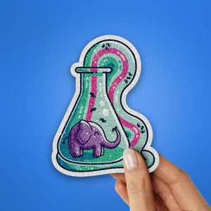 Elephant Toothpaste Glitter Sticker waterproof vinyl decal for laptop, bike, car & bottle