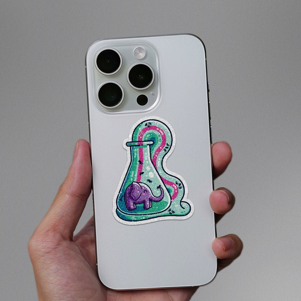 Elephant Toothpaste Glitter Sticker waterproof vinyl decal for laptop, bike, car & bottle