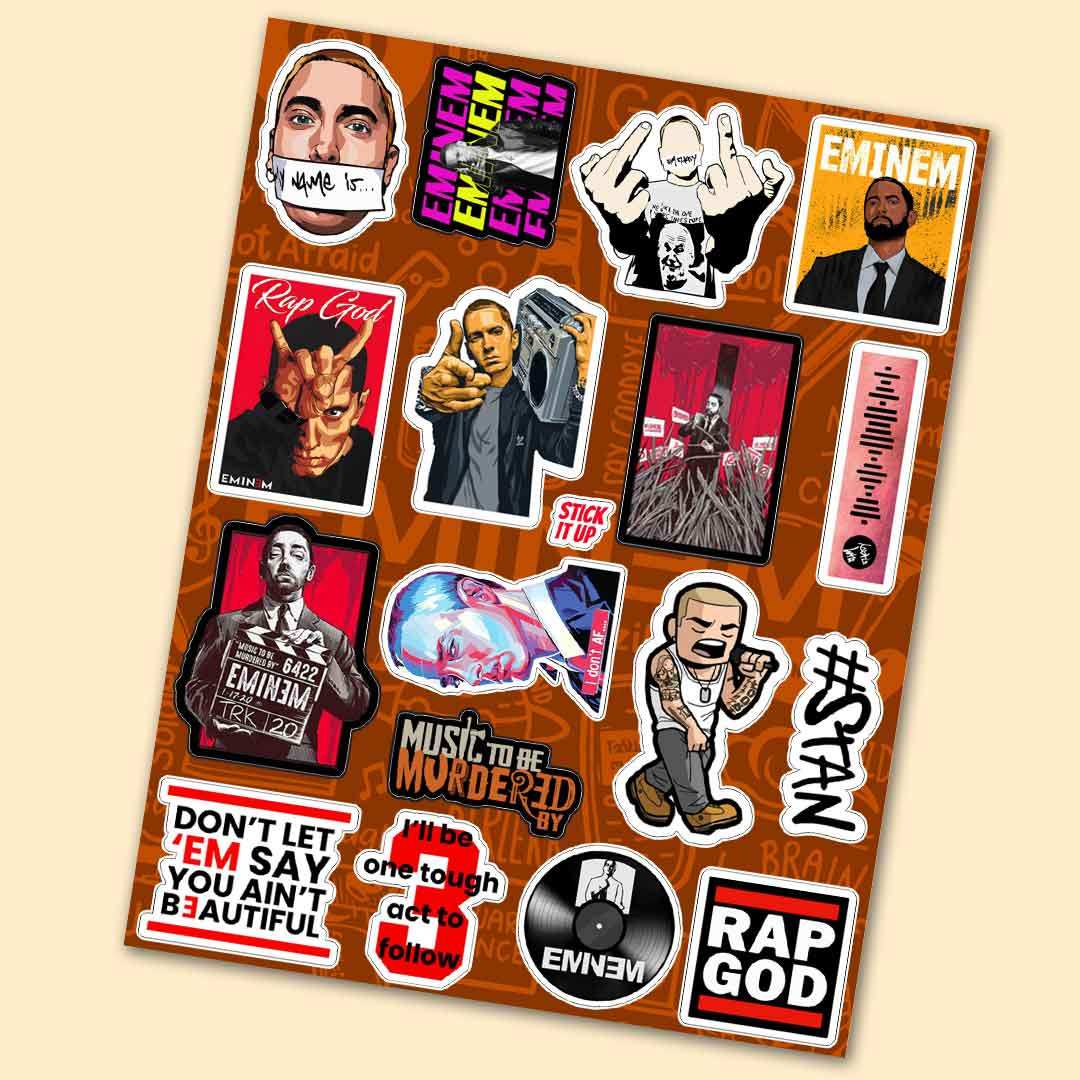 Eminem mini sticker sheet waterproof vinyl decal for laptop, bike, car & bottle