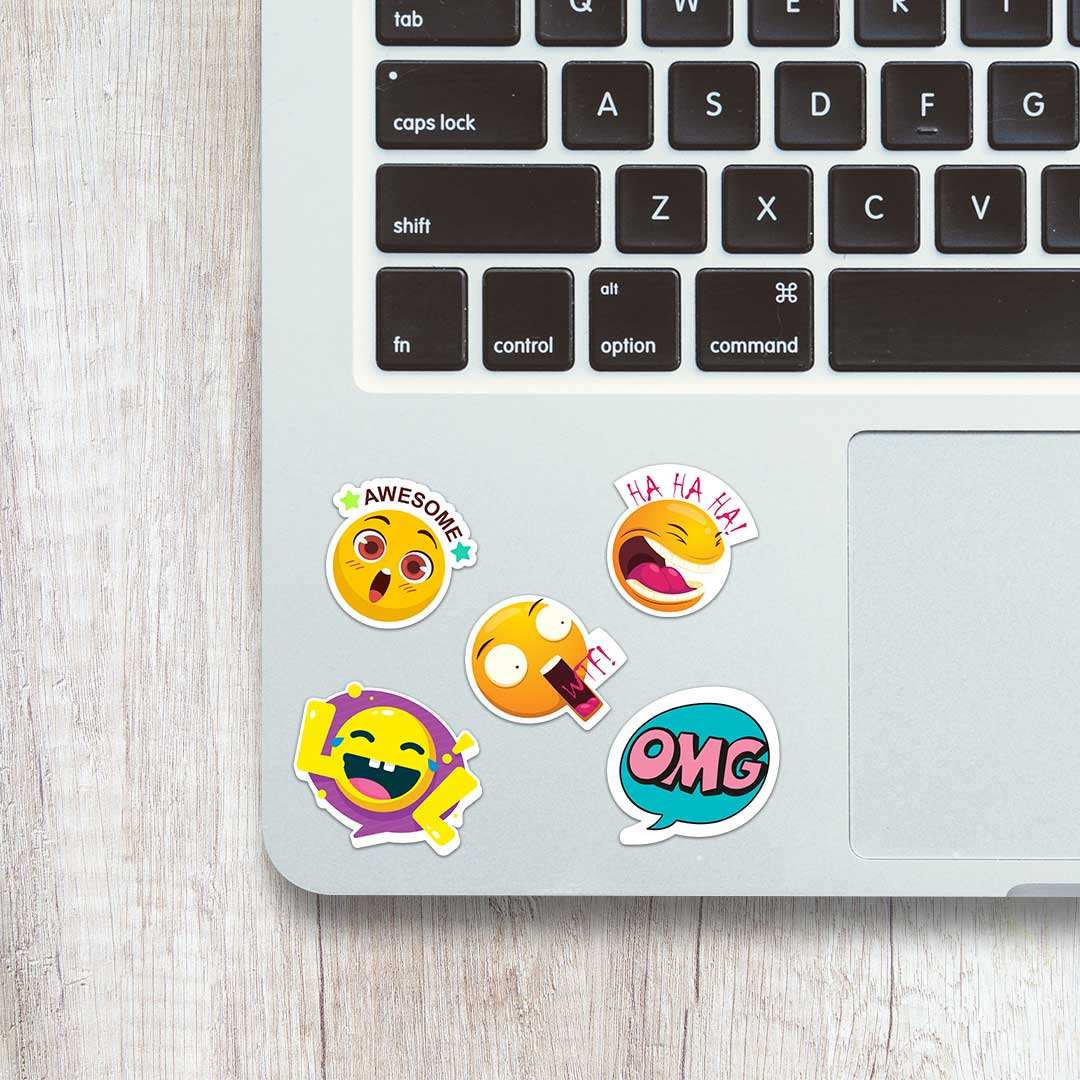 Emojies Mini Stickers Sheet waterproof vinyl decal for laptop, bike, car & bottle