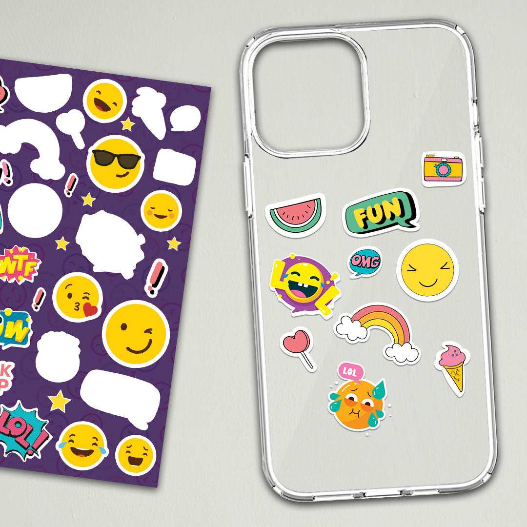 Emojies Mini Stickers Sheet waterproof vinyl decal for laptop, bike, car & bottle