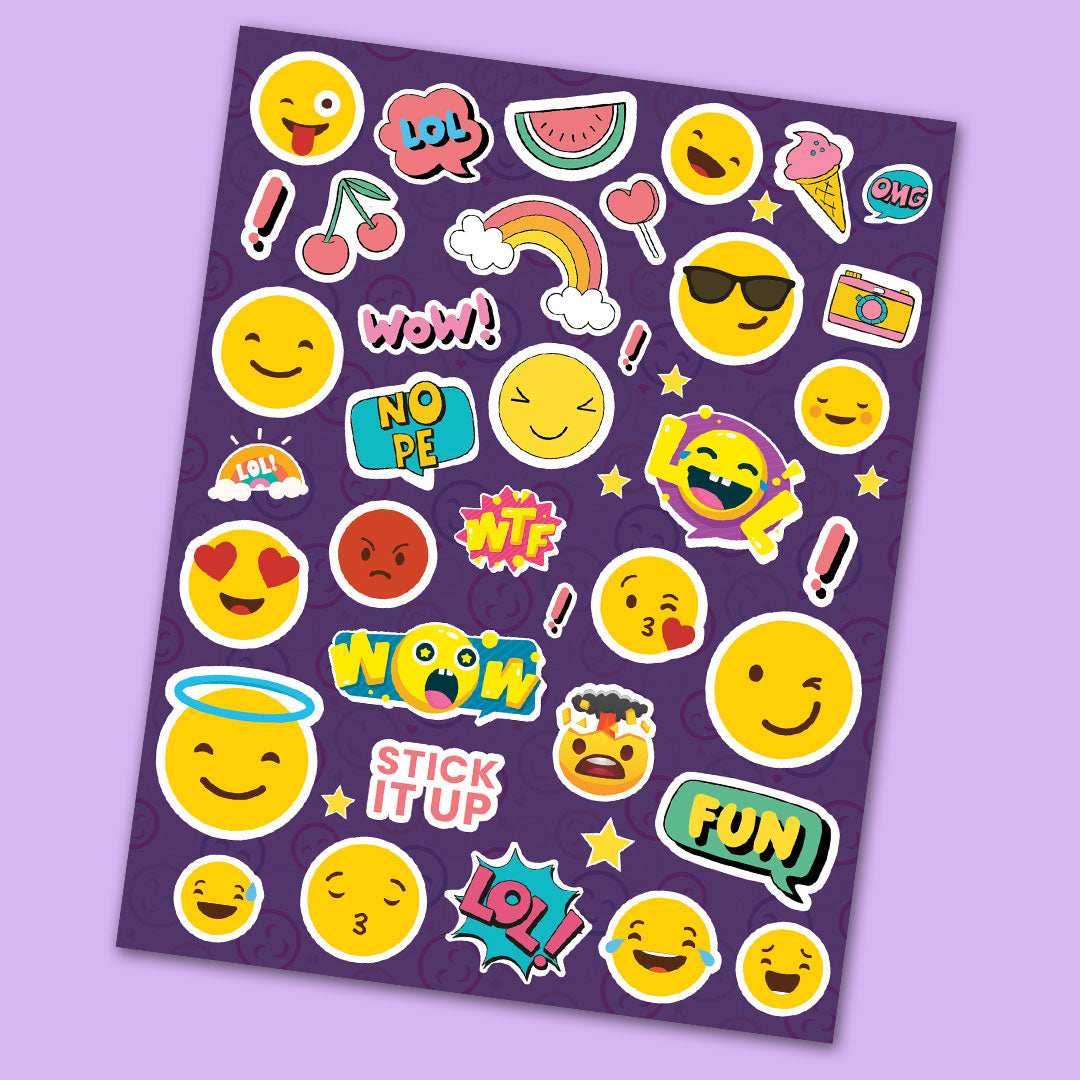 Emojies Mini Stickers Sheet waterproof vinyl decal for laptop, bike, car & bottle