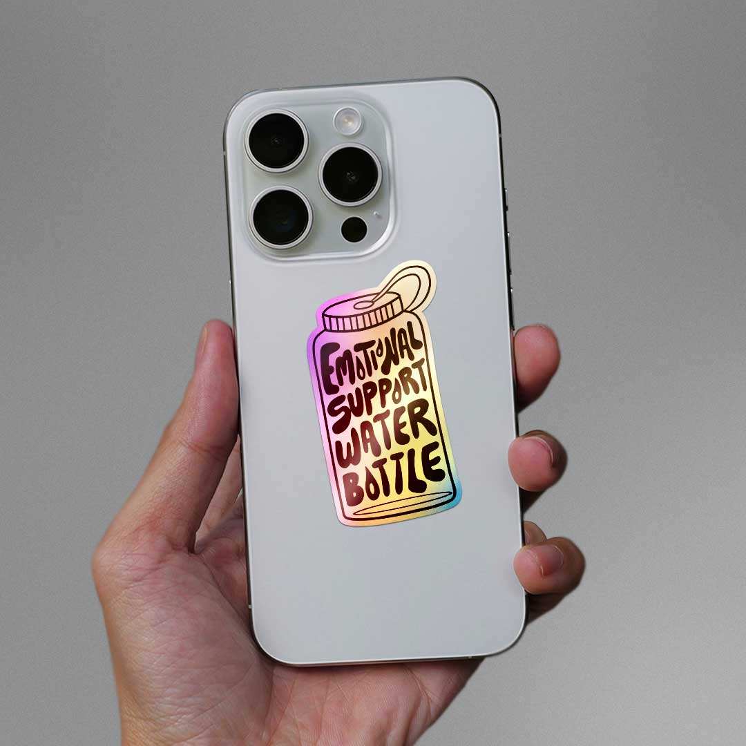 Emotional Support Water Bottle Holographic Sticker waterproof vinyl decal for laptop, bike, car & bottle
