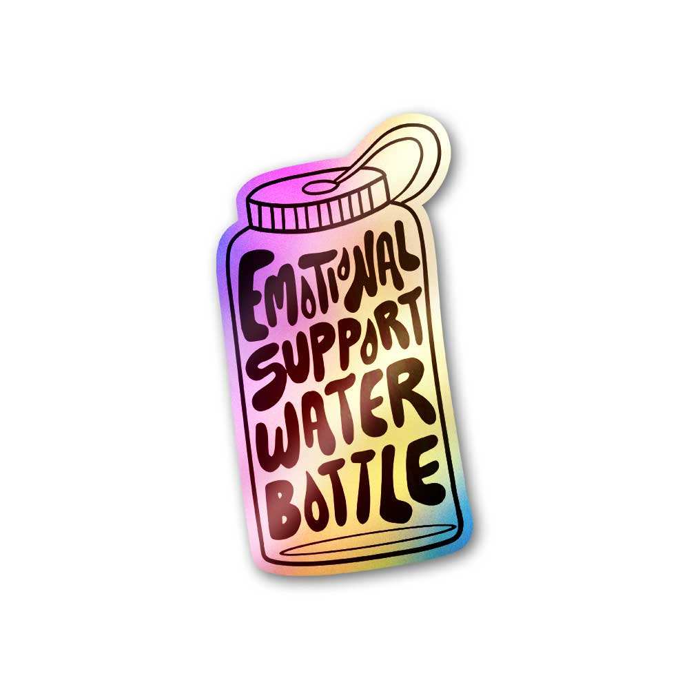 Emotional Support Water Bottle Holographic Sticker waterproof vinyl decal for laptop, bike, car & bottle